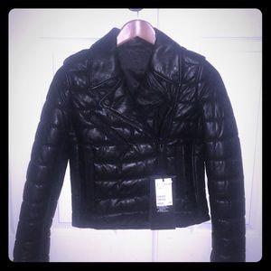 Alexander Wang by H&M Black Leather Puffy Coat